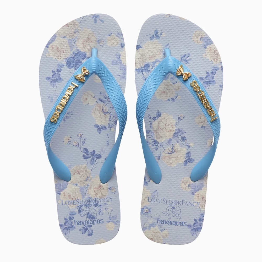 NIB | Havaianas x LoveShackFancy | “Whisper Blue” Floral Flip Flops | Size: 7/8